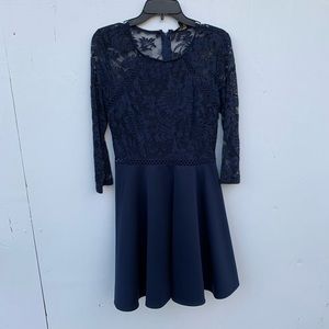 Lace navy blue formal dress
